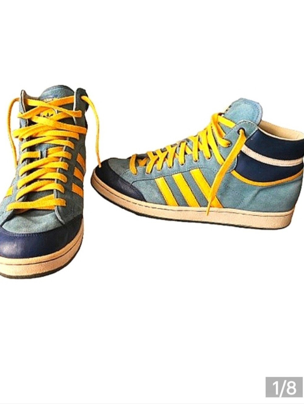 Size 13 Mens Adidas Americana High Top Blue/Gold Sneakers